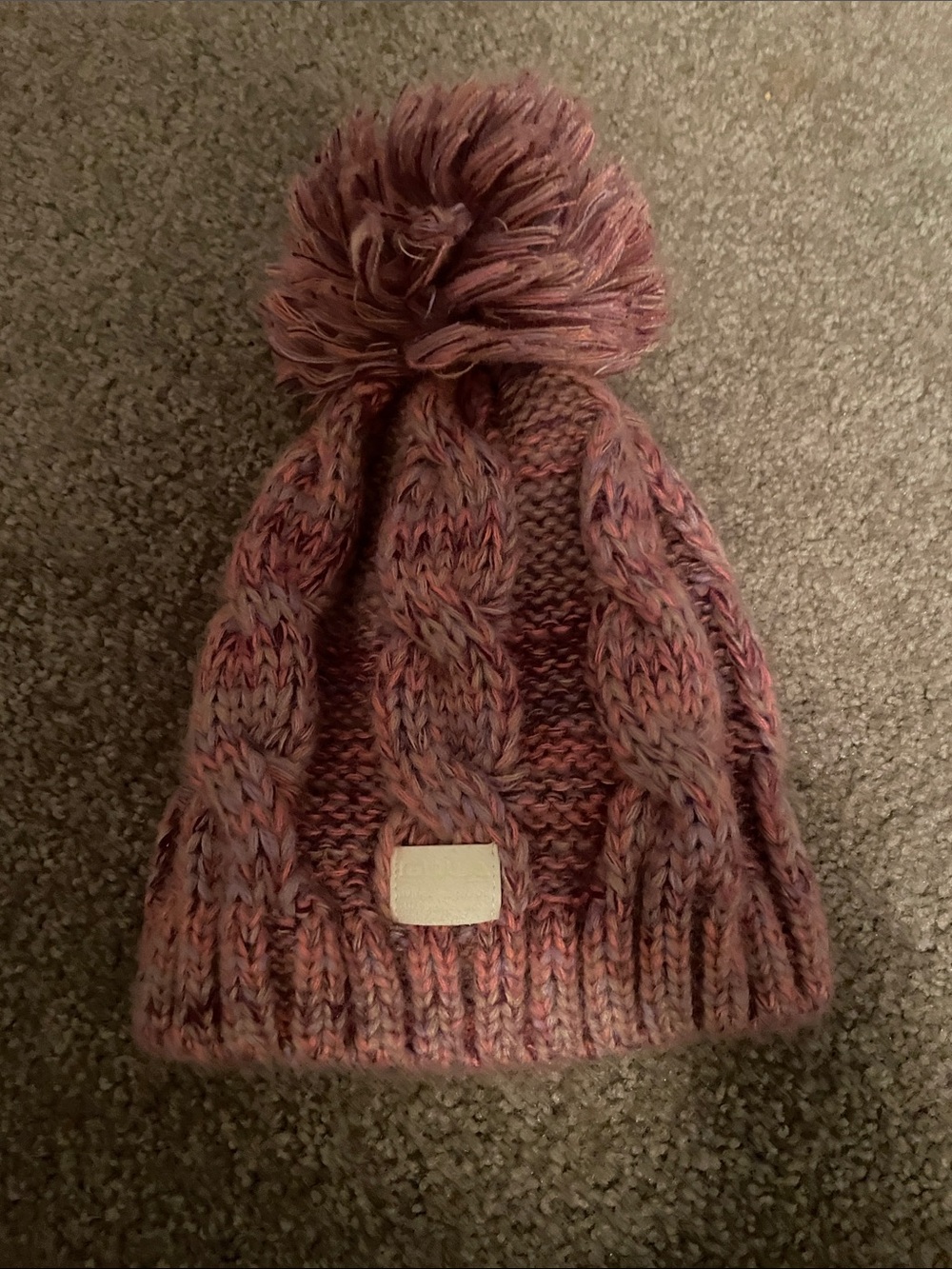 Knit Pom Beanie in Marled Rose
